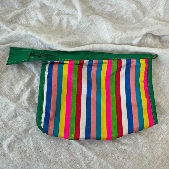 Women's Multicolor Striped Zippered Make-Up Pouch OS - Picture 1 of 6